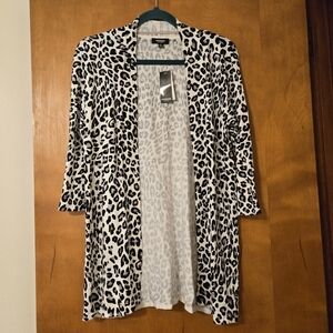 NWT Premise Studio Leopard Print Open Cardigan Sweater 3/4 Sleeve Size M